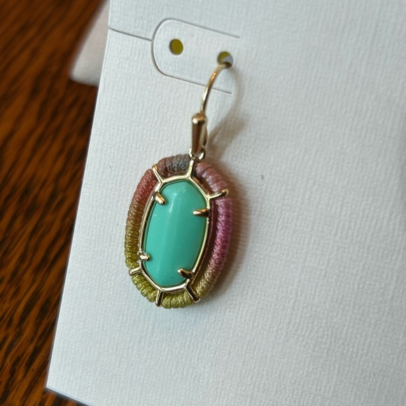Kendra Scott Threaded Lee Drop Earrings Gold/Mint Magnesite - Picture 4 of 6